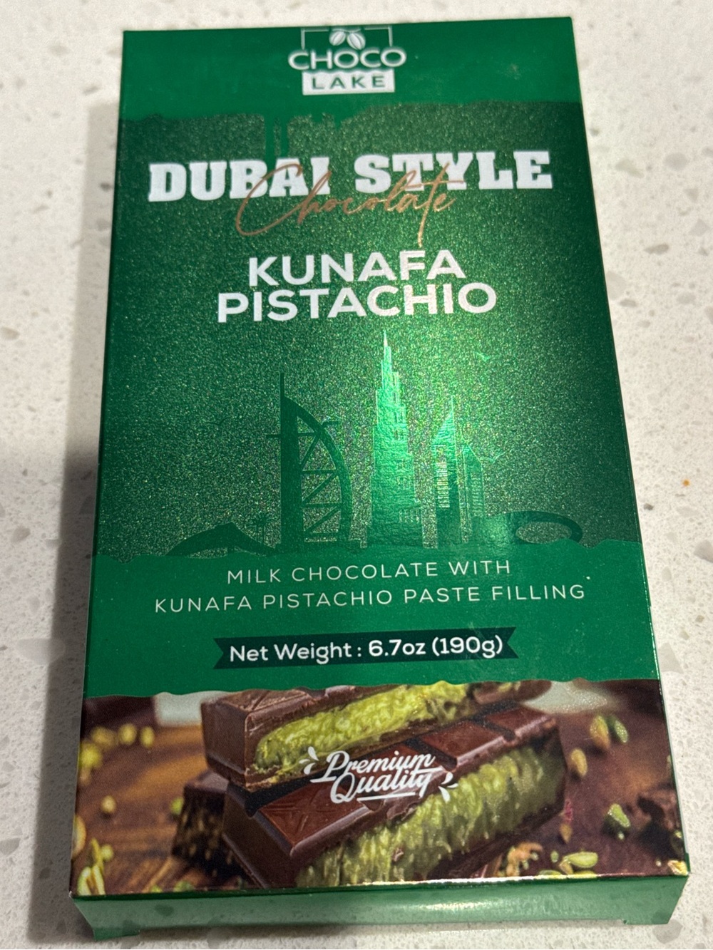New! Dubai Chocolate LARGE Bar (190g)-Viral -Premium Quality Kunafa Pistachio - Picture 1 of 3
